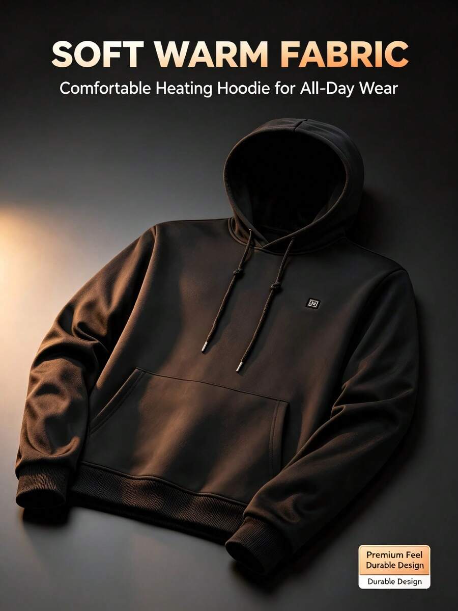 Unisex 8-Zone Heated Hoodie, 3-Level Adjustable USB-Powered Warm Sports Sweatshirt, Suitable For Winter Outdoor Sports And Daily Wear, Power Bank Not Included