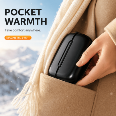 2 Pack Portable Rechargeable Hand Warmers, 2-In-1 Magnetic Pocket Hand Warmers With 3 Adjustable Heat Levels, Lightweight Compact Electric Hand Warmers For Women And Men, Winter Commuting Travel Camping And Daily Use